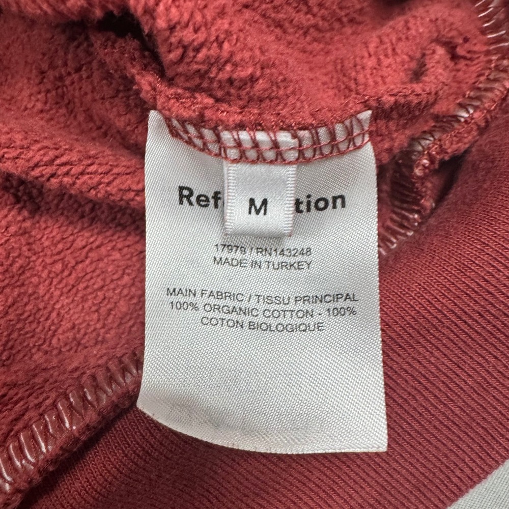 Reformation Jeans 100% Organic Cotton Raglan Sweatshirt Red M Tomato Girl Cozy - Picture 4 of 9